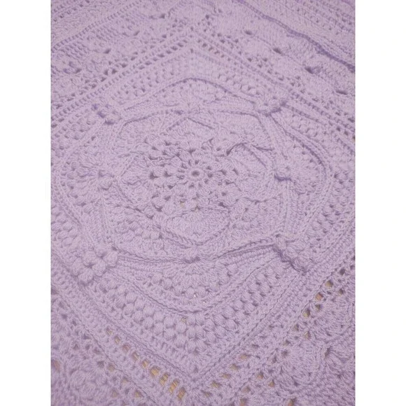 Hooked on Sunshine "For..." Lavender Purple Acrylic Blend Baby Blanket~43.5" - Picture 6 of 12